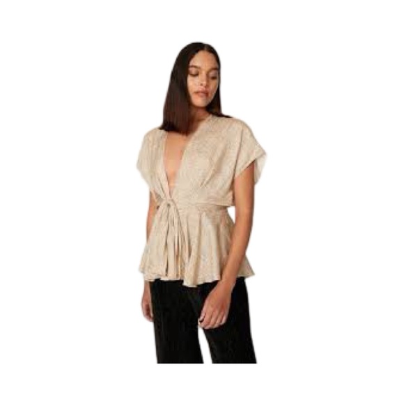 Sachin + Babi Graham Dot Print Gathered V-Neck Top - Picture 1 of 6